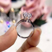 Silver Plated Six Claw Classic Women Crystal Bijoux Resizeable Wedding Ring Wholesale Dropshiping 2024 - buy cheap