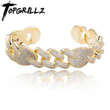 Topgalisz 16mm bracelete cubano de maiô, de zircônia cúbica de alta qualidade, chapeamento em ouro branco/amarelo, hip hop, joias para presente 2024 - compre barato