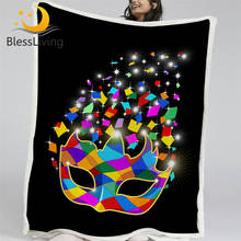 Blessliving Harlequin Mask Soft Blanket Carneval Party Plush Blanket Glitter Luxury Bed Blanket Colorful Plush Bedspread 150x200 2024 - buy cheap