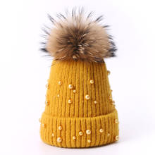 Beanies Hat With Real Fur Pompon For Women Winter Rabbit Hair Knitted Thick Warm Cute Caps Casual Solid Color Girls Hats Beanies 2024 - buy cheap