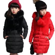 Girls Warm winter Coat Artificial hair fashion Long Kids Hooded Jacket for girls outerwear girls Clothes 4-12 years teens 2024 - buy cheap