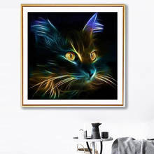 Cuadro de gato pintado diamante 5D DIY, punto de cruz, bordado de diamantes de imitación cuadrados/redondos, mosaico de animales para costura 2024 - compra barato