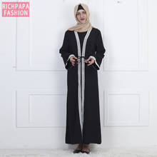 Abaya de encaje negro para mujer, Túnica turca, Kimono de Dubai, cárdigan, vestido Hijab musulmán, Abayas, caftán, Elbise, ropa islámica 2024 - compra barato