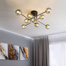 Светодиодный ная светодиодная люстра, потолочная лампа для гостиной, спальни, стеклянная Подвесная лампа с шариками для столовой, 220 В переменного тока 2024 - купить недорого