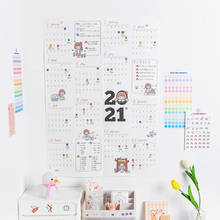 PHANTACi 2021 блок лет планировщик ежедневный план настенный бумажный календарь с 2 лист EVA марки наклейки для студента офиса школы по поставке товаров для дома 2024 - купить недорого