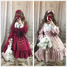 Autumn winter gothic palace sweet lolita dress vintage lace bowknot embroidery victorian dress kawaii girl gothic lolita op cos 2024 - buy cheap