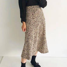 Summer Women Leopard Print Maxi Skirt Jupes Casual High Waist Zipper Ladies Party Draped Skirt Female Pleated Long Midi Skirt 2024 - buy cheap