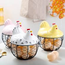 2021 New Style Cute Clutter Iron Ceramic Hen Ornament Egg Fruit Storage Organizer Basket Container Kitchen Supplies Decor 2024 - buy cheap