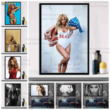 Beyonce arte da parede imagem super música cantor estrela cartaz da lona pintura cartazes e impressões para sala de estar decoração casa 2024 - compre barato