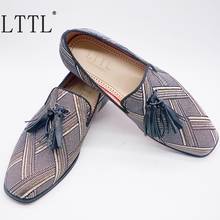 LTTL Italy Style Luxurious Geometric Pattern Tassel Loafers Men Dress Shoes Handmade Casual Shoes Men's Party And Prom Shoes 2022 - buy cheap