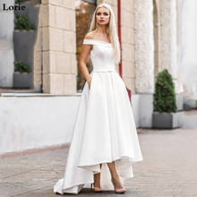 Lorie 2019 Boho Wedding Dress with Pocket  Hi-Lo Bride Dresses Vestido de novia Satin Off The Shoulder Elegant Wedding Gown 2024 - buy cheap