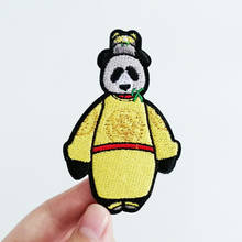 Desenhos animados panda urso remendo adesivos para roupas jcaket emblema applique bordado ferro em remendos animais para mochila diy 2024 - compre barato