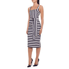 Verão novo branco preto vertical listrado sem mangas bandagem vestido elegante mulher bodycon vestido elegante celebridade vestidos de festa 2024 - compre barato