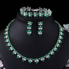Роскошное ожерелье cwwzircon из Дубая, Нигерии, с зеленым фианитом, свадебное ожерелье для выпускного, комплект ювелирных изделий для невесты, а... 2024 - купить недорого