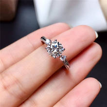 LeeChee Moissanite кольцо для женщин подарок на день рождения 1CT VVS1 6,5 мм лабораторный алмаз с сертификатом Настоящее серебро 925 пробы 2024 - купить недорого