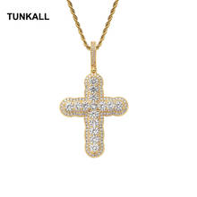 TUNKALL Bling bling Cross Pendant  Brass Micro pave with CZ stones Necklace Hip Hop ewelry for men and women CN316 2024 - buy cheap