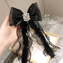 Coreia gravata-borboleta com detalhes em renda, laço preto, strass incrustado, flor, laço, colarinho, joias de moda, acessórios de cabelo de uso duplo 2024 - compre barato