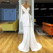 Solid White Ruffles Formal Evening Dresses 2020 Turkish One Shoulder Prom Dress For Women Robe De Soiree Kaftan Dubai Party Gown 2024 - buy cheap