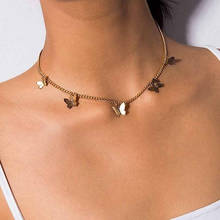Женское модное золотое ожерелье-чокер для женщин, кулон-бабочка, ожерелье, массивные ювелирные изделия, подарки 2024 - купить недорого