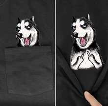 Camiseta de algodón para hombre y mujer, camisa con estampado de dibujos animados de Husky con bolsillo, Hip-hop, divertidas, Harajuku, dropshipp 2024 - compra barato