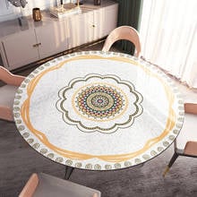 Odorless European retro Round Tablecloth custom party table deco protector cover Oilproof Waterproof table mat 1.5mm thickness 2024 - buy cheap