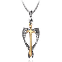 Vintage Religious Holy Sword Gold Cross Pendant Necklace Angel Wings Gold Color Soul Crucifix Necklace Gothic Jewelry Gift 2024 - buy cheap