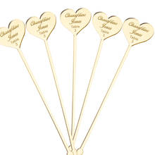 10PCS Personalized Engraved Love Heart Drink Stirrers Swizzle Sticks Etched Acrylic Table Cards  Esxort Cards Wedding Gift Decor 2024 - buy cheap
