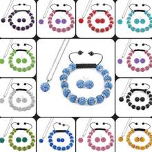 Puede elegir mezclar multicolor blanco 10mm conjunto de moda colgante collar pulsera pendiente joyería con bolas de Disco de cristal 2024 - compra barato