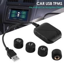 USB автомобильный TPMS система контроля давления в шинах, система сигнализации, дисплей 5 В, внутренние датчики, сигнализация для Android, навигационное автомобильное радио, 4 датчика 2024 - купить недорого