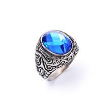 Anillo de acero inoxidable 316L con circonita azul para hombre, Joyería Moderna, color plateado 2024 - compra barato