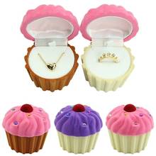 Ring Earring Box Cute Cup Cake Dessert Shape Velvet Ring Earring Necklace Jewelry Box for Valentines Gift 2024 - buy cheap