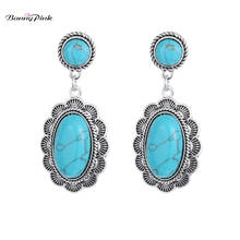 Banny Pink Indian Stone Earrings For Women Ethnic Geometric Statement Stud Earrings Vintage Carved Flower Earrings Brincos Mujer 2024 - buy cheap