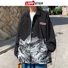 LAPPSTER-ropa de calle japonesa para hombre, chaquetas y abrigos estampados de montaña, Cazadora Bomber Kpop negra, Hip Hop, 2021 2024 - compra barato