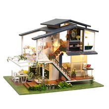 Large Villa Model Wooden Dollhouse With Music LED Miniature Furniture Assemble Educational Toys Children Girl Birthday Gift Casa 2024 - buy cheap