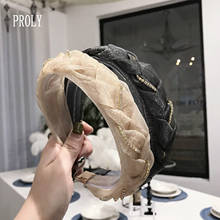 PROLY-accesorios para el cabello para mujer, turbante de malla de encaje, diadema tejida a mano para adultos, diadema con cadena trenzada, venta al por mayor 2024 - compra barato