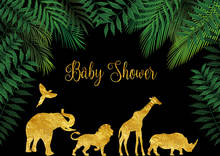 Wild Boy Baby Shower Вечерние Декорации тропические джунгли сафари Babyshower Фотофон золотые блестящие животные фоновые баннеры 2024 - купить недорого