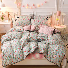 Small Flowers 100% Cotton Bedding Sets Queen size Duvet cover Flat/fitted sheet Pillowcase For Girls Bed set 2024 - buy cheap