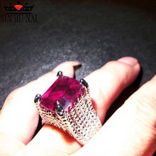 Large Red Ruby Stone Ring Bright Silver Amethyst Rings for Women Wedding Engagemnt Bijoux Ring Luxury Jewelry Bague Anillos 2024 - buy cheap