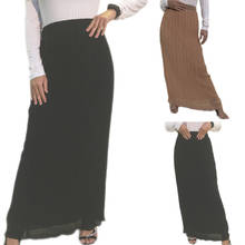 Мусульманские женские плиссированные юбки с высокой талией из шифона с эластичным низом в арабском ОАЭ, эластичная прямая модная одежда длиной до щиколотки 2024 - купить недорого