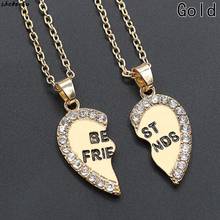Unisex 2Pcs BFF Necklace Women Crystal Heart Pendant Best Friend Letter Necklace Fashion Couple Necklace Men Friendship Jewelry 2024 - buy cheap