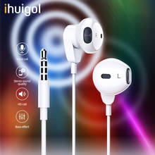 Ihuigol In-Ear 3,5 мм Jack наушники для iPhone 6 5 Xiaomi Huawei MP3 плеер проводное управление HandsFree HIFI гарнитуры с микрофоном 2024 - купить недорого