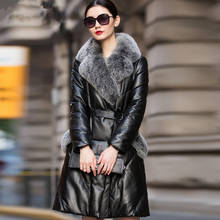 Куртка из натуральной кожи, зимняя женская куртка с воротником из натурального Лисьего меха, пальто из овчины, корейские женские пуховики размера плюс 6021 MY1999 2024 - купить недорого