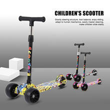 Patinete plegable de 3 colores para niños y niñas, Scooter con ruedas iluminadas, tubo ajustable, grafiti, luminoso, juguetes de ciclismo 2024 - compra barato