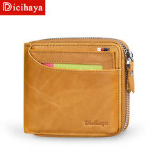 DICIHAYA Genuine Leather Men Wallet Card Holder Coin Bag Man Luxury Short Wallet Purse Zipper Wallets Casual Standard Wallets 2024 - buy cheap