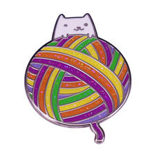 Rainbow Kitty Yarn Ball Brooch simple fun, simple love, you are always my furry friend. 2024 - buy cheap