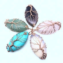 wholesale Natural Stone Tree of Life Necklaces & Pendants Wire Wrap Chakra Amethysts Opal Black Onyx Pendant ReIki Men Jewelry 2024 - buy cheap