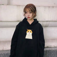 Women Autumn Warm Pullover Kawaii Oversized Hoodie Sweatshirt  Kawaii Anime Cat Printed Loose Fit Sweatshirt Graphics Hoodie 2024 - buy cheap