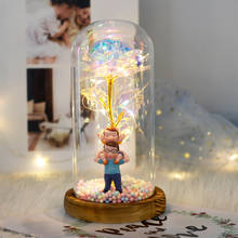 2021 LED, Rosa encantada, lámina de oro de 24K eterna, flor Artificial con cadena de luces de hadas en la cúpula para regalo de madre y padre 2024 - compra barato