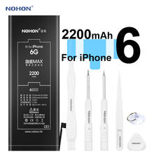 Оригинальный NOHON аккумулятор для Apple iPhone 6 6G iPhone6 2200mAh Замена телефона большой емкости с бесплатным набором инструментов стикер 2024 - купить недорого