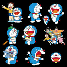 Parche de Doraemon de dibujos animados para niños, pegatinas de letras de vinilo de transferencia de calor para ropa, camiseta DIY, prensa térmica 2024 - compra barato